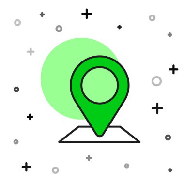 Doldurulmuş Harita iğne simgesi beyaz arkaplanda izole edildi. Navigasyon, işaret, konum, harita, GPS, yön, yer, pusula, arama konsepti. Vektör