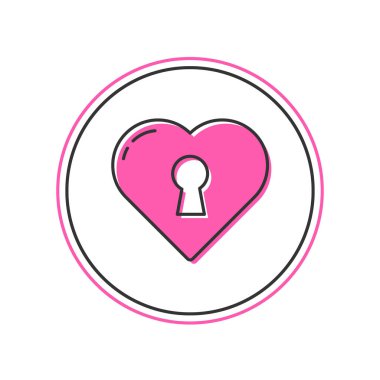 Filled outline Heart with keyhole icon isolated on white background. Locked Heart. Love symbol and keyhole sign.  Vector