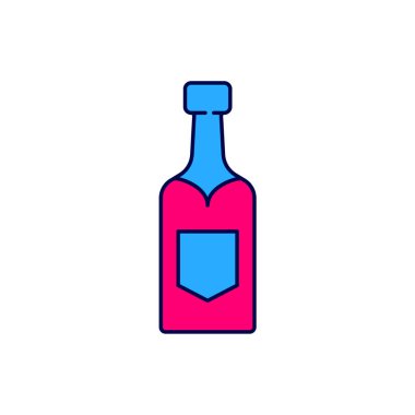 Filled outline Champagne bottle icon isolated on white background.  Vector