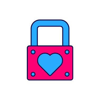 Filled outline Lock and heart icon isolated on white background. Locked Heart. Love symbol and keyhole sign. Valentines day symbol.  Vector