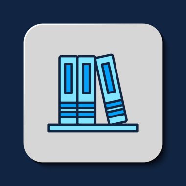 Filled outline Office folders with papers and documents icon isolated on blue background. Office binders. Archives folder sign.  Vector