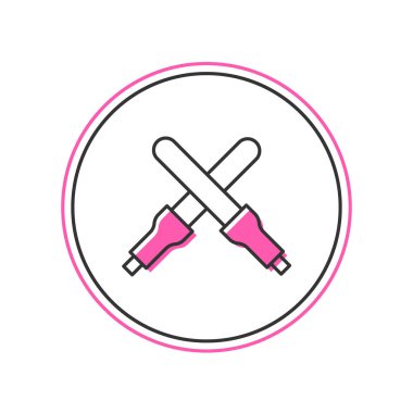 Filled outline Marshalling wands for the aircraft icon isolated on white background. Marshaller communicated with pilot before and after flight.  Vector