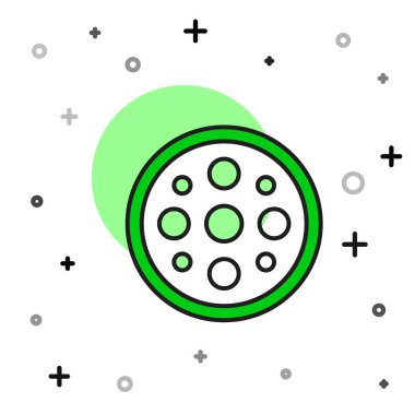 Beyaz arkaplanda izole edilmiş kıyafet simgesi için doldurulmuş ana hatlı dikiş düğmesi. Giysi düğmesi. Vektör