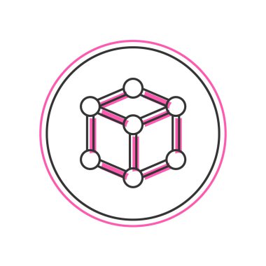 Doldurulmuş Molekül simgesi beyaz arkaplanda izole edildi. Kimya moleküllerinin yapısı, fen öğretmenlerinin yenilikçi eğitim posteri. Vektör