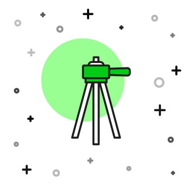 Doldurulmuş ana hat Tripod simgesi beyaz arkaplanda izole edildi. Vektör