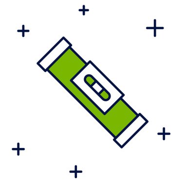 Doldurulmuş ana hatlı balon düzeyi simgesi beyaz arkaplanda izole edildi. Supaslar, ölçüm aletleri, ölçüm aletleri. Vektör