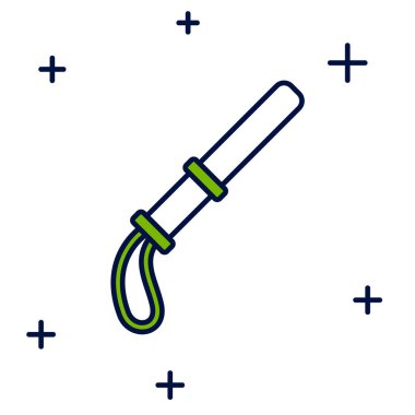 Polis kauçuk çubuk simgesi beyaz arka planda izole edildi. Kauçuk copu. Polis yarasası. Polis ekipmanları. Vektör