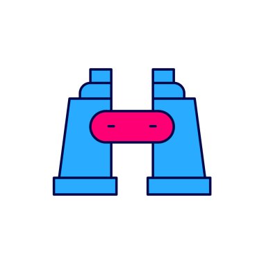 Doldurulmuş Dürbün simgesi beyaz arkaplanda izole edildi. Yazılım işareti bul. Casus ekipman sembolü. Vektör