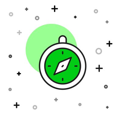 Doldurulmuş pusula simgesi beyaz arkaplanda izole edildi. Rüzgâr yön bulma sembolü. Rüzgar gül işareti. Vektör