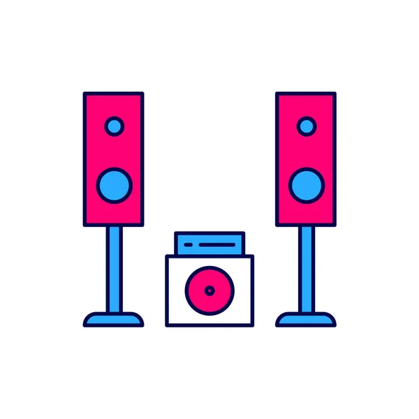 Filled Outline Home Stereo Two Speaker Icon Isolated White Background — Image vectorielle