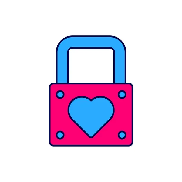 Filled Outline Lock Heart Icon Isolated White Background Locked Heart — Vettoriale Stock