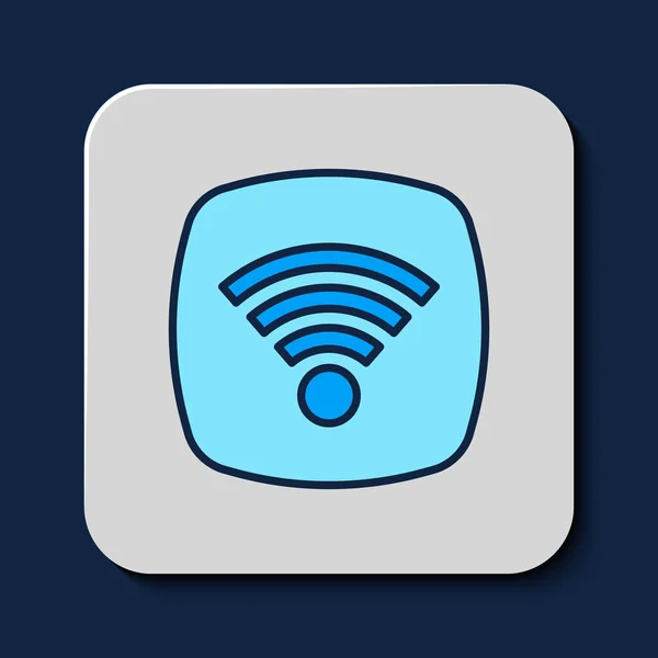 Filled Outline Wireless Internet Network Symbol Icon Isolated Blue Background — Stock vektor