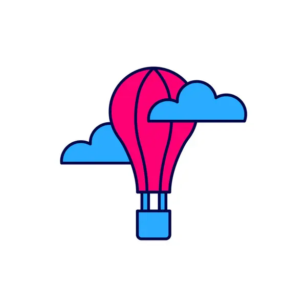 填充轮廓热气球图标隔离在白色背景 用于旅行的空运 — 图库矢量图片