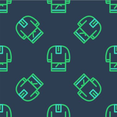 Line Kosovorotka geleneksel bir Rus gömlek ikonu mavi arka planda izole edilmiş pürüzsüz bir desen. Geleneksel ulusal kıyafetler. Vektör