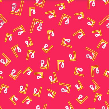 İkonun asılı olduğu çizgi darağacı halatı kırmızı arka planda izole edilmiş. İpe bağlanmış halat. İntihar, asılma ya da linç. Vektör