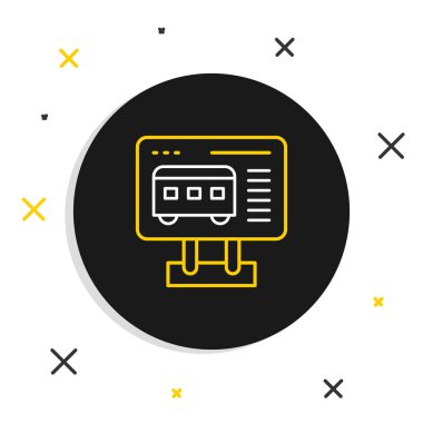 Tren ya da uçak ikonu için bilet almak için bilet ofisi beyaz arka planda izole edilmiş. Bilet alıyorum. Bilet servisi. Renkli taslak konsepti. Vektör