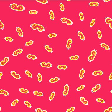 Line Safety goggle glasses icon isolated seamless pattern on red background.  Vector