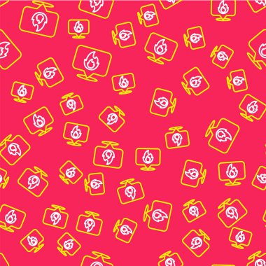 Kırmızı arka planda izole edilmiş ateş alev ikonu olan çizgi haritası işaretçisi. Yakında yangın var. Vektör