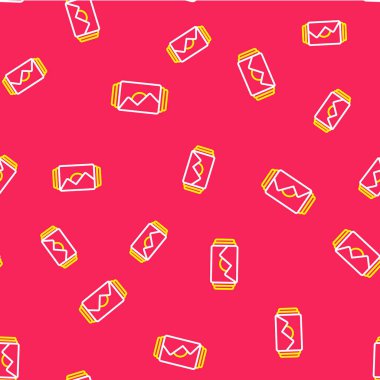 Çizgi Fotoğraf çerçeve simgesi kırmızı arkaplanda izole edilmiş kusursuz desen. Vintage boş fotoğraf çerçevesi. Vektör