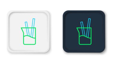 Çizgi Laboratuvarı cam süslemesi ya da beher ikonu beyaz arka planda izole edilmiş. Renkli taslak konsepti. Vektör