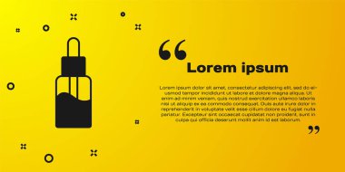 Black Vape liquid bottle for electronic cigarettes icon isolated on yellow background.  Vector