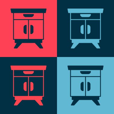 Pop Art Mobilya komodininin simgesi renk arkaplanda izole edilmiş. Vektör