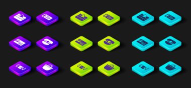 Poker masası, kumsal çantası, kartpostal seyahati Kaptan şapka, gezi bileti ve köpekbalığı yüzgeci dalga ikonu. Vektör