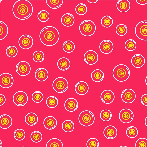 Line Billiard pool snooker ball icon isolated seamless pattern on red background.  Vector