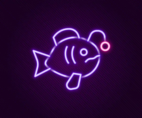 Zářící Neonová Čára Ikona Tropických Ryb Izolovaná Černém Pozadí Exotická — Stockový vektor