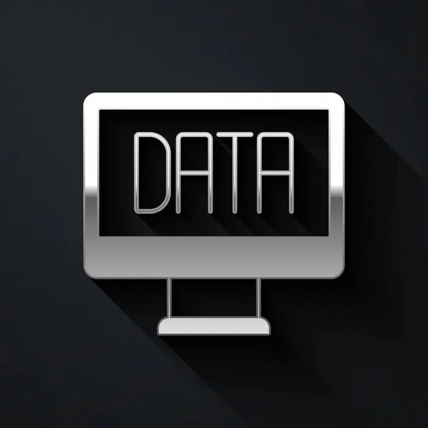 Silver Data Analysis Εικονίδιο Που Απομονώνεται Μαύρο Φόντο Διαδικασία Ανάλυσης — Διανυσματικό Αρχείο