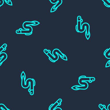 Yeşil çizgi yılanbalığı ikonu mavi arkaplandaki kusursuz deseni izole etti. Vektör.