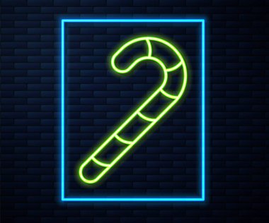 Duvarda izole edilmiş çizgi çizgili parlak neon çizgili Noel şekeri çubuğu. Mutlu Cadılar Bayramı Partisi. Vektör.