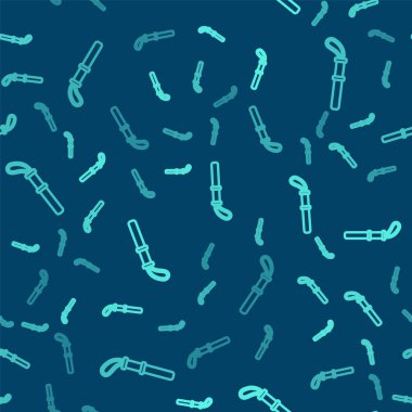 Yeşil çizgi polis kauçuk çubuk ikonu mavi arka planda kusursuz desen izole etti. Kauçuk copu. Polis yarasası. Polis ekipmanları. Vektör