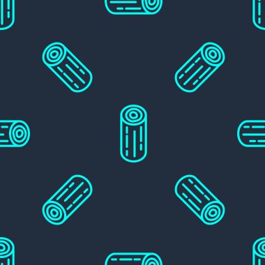 Yeşil çizgi tahta kütük simgesi mavi arka planda izole edilmiş pürüzsüz desen. Yakacak odun yığını. Vektör