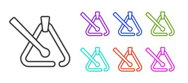 Black line Triangle musical instrument icon isolated on white background. Set icons colorful. Vector