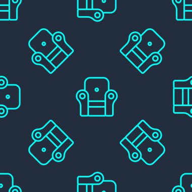 Mavi arka planda yeşil çizgi Kol Koltuğu simgesi izole edilmiş. Vektör