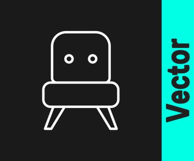 Siyah arkaplanda beyaz çizgi Kol Koltuğu simgesi izole edildi. Vektör