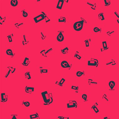 Yangın söndürücüyü, itfaiyeci baltasını ve yeri kusursuz bir şekilde ateşe verin. Vektör