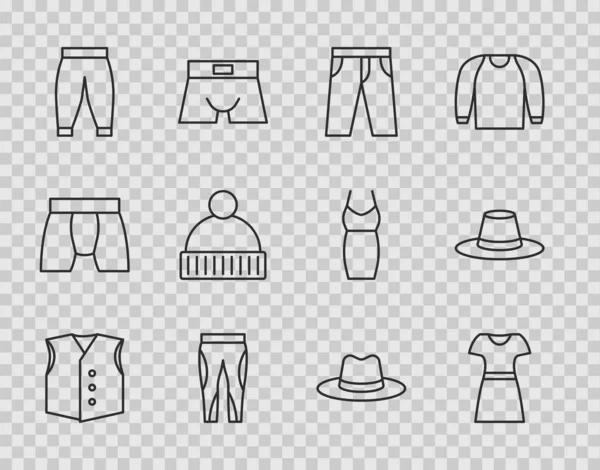 Set Line Chaleco Vestido Mujer Pantalones Leggings Gorro Sombrero Hombre — Archivo Imágenes Vectoriales