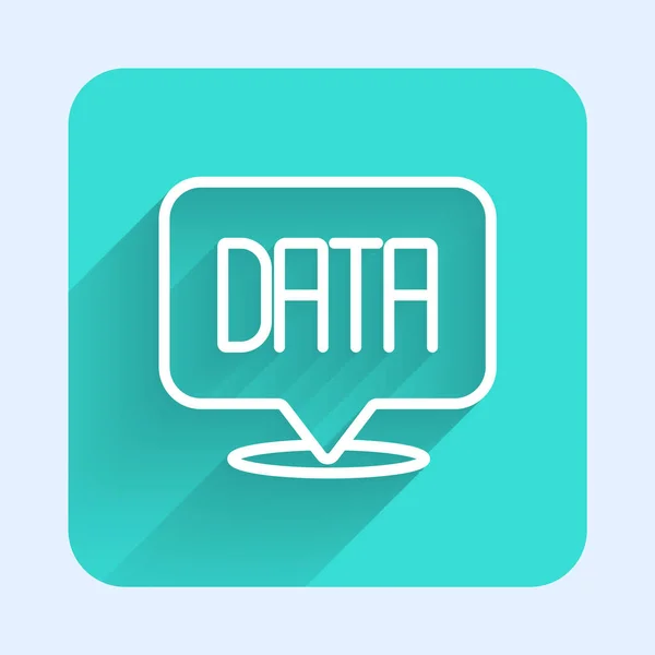 White Line Data Analysis Icon Isolated Long Shadow Background Business — Vettoriale Stock