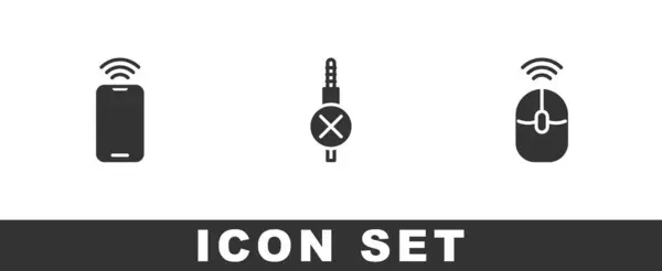 Conjunto Móvil Con Inalámbrico Sin Conector Audio Icono Del Ratón — Vector de stock