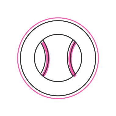 Doldurulmuş ana hatlı Tenis topu simgesi beyaz arkaplanda izole edildi. Spor malzemeleri. Vektör