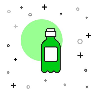 Beyaz arka planda izole edilmiş bir şişe dolusu su ikonu. Soda su içme tabelası. Vektör