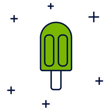 Doldurulmuş ana hatlı dondurma simgesi beyaz arkaplanda izole edilmiş. Güzel sembol. Vektör