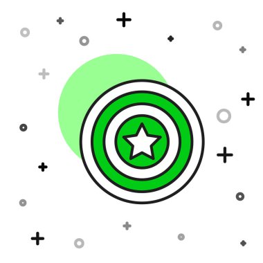 Beyaz arka planda izole edilmiş Amerikan yıldız kalkanı simgesi. Amerika Birleşik Devletleri bayrağı. 4 Temmuz. ABD Bağımsızlık Günü. Vektör