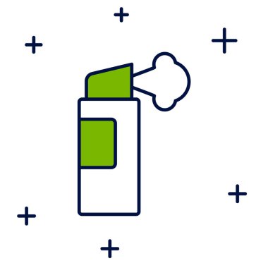 Beyaz arkaplanda izole edilmiş ana hatlı biber gazı ikonu. OC gazı. Capsicum nefsi müdafaa spreyi. Vektör