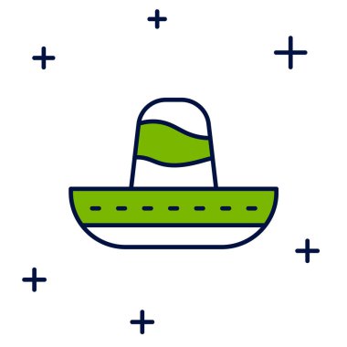 Beyaz arka planda izole edilmiş geleneksel Meksika sombrero şapka ikonu. Vektör