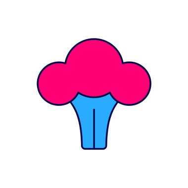 Filled outline Broccoli icon isolated on white background.  Vector