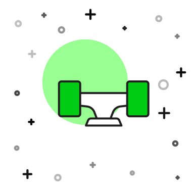 Beyaz arkaplanda izole edilmiş ana hatlı kaykay tekerleği simgesi. Kaykay süspansiyonu. Kaykay tekerleği. Vektör