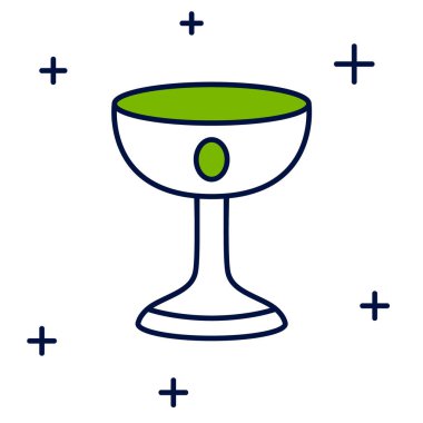 Doldurulmuş Hristiyan kadeh simgesi beyaz arkaplanda izole edildi. Hıristiyanlık ikonu. Mutlu Paskalyalar. Vektör